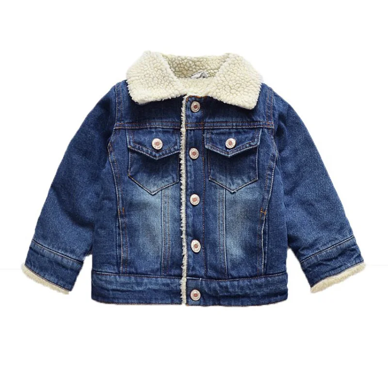 

Children Clothing 2020 Autumn Winter Warm Denim Jacket Plus Velvet Thick Baby Denim Coat QZ156