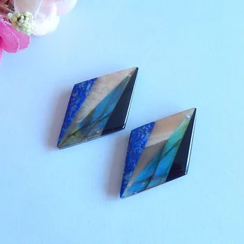 

Natural Gemstone Obsidian,Sun Stone,Labradorite,Lapis Lazuli fashion women Earrings,33x20x4mm,6.4g