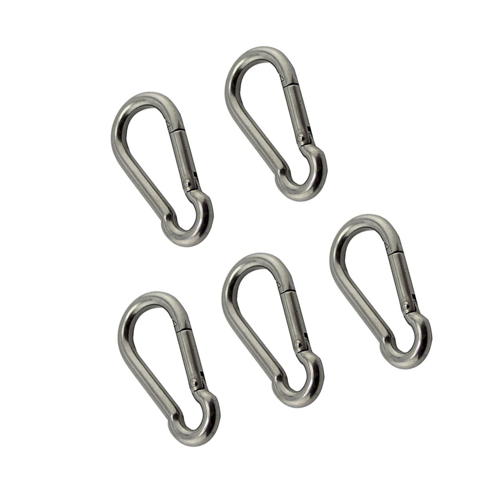 5Pcs 304 Stainless Steel Spring Snap Hook Carabiner Clips Hanging Buckle 