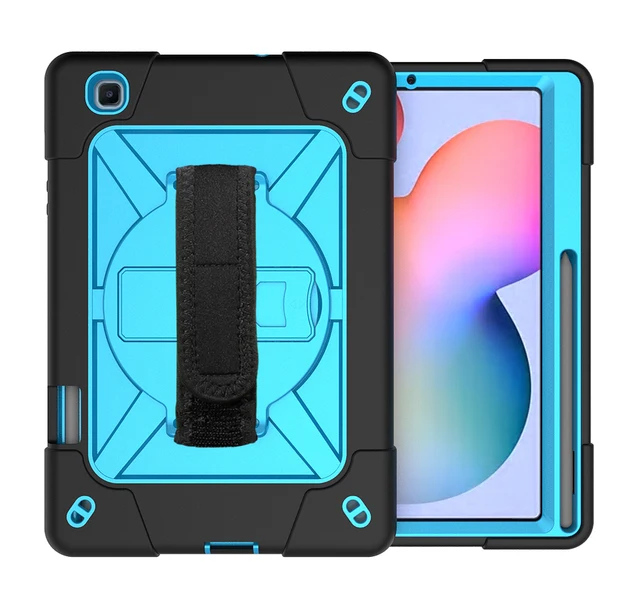 Kids Safe Case for Samsung Galaxy Tab S6 Lite 10.4''  Heavy Hard Rubber EVA Stand Case for SM-P610 P615 Tablet Cover with Strap For P610 BK BL