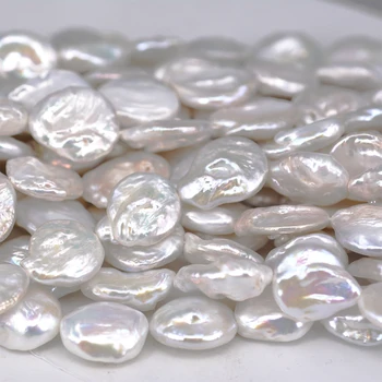 

ICNWAY 20pieces Natural White Freshwater Pearl 20-25mm Gemstone Coin Beads for Silver 925 Jewelry Making DIY Necklace Earring