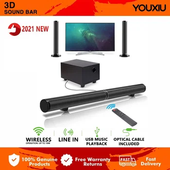 YOUXIU 65W TV Sound Bars Home Theater Soundbar Separable Bluetooth 5.0 Speakers Echo Wall Bar With Subwoofer Boost Bass 1