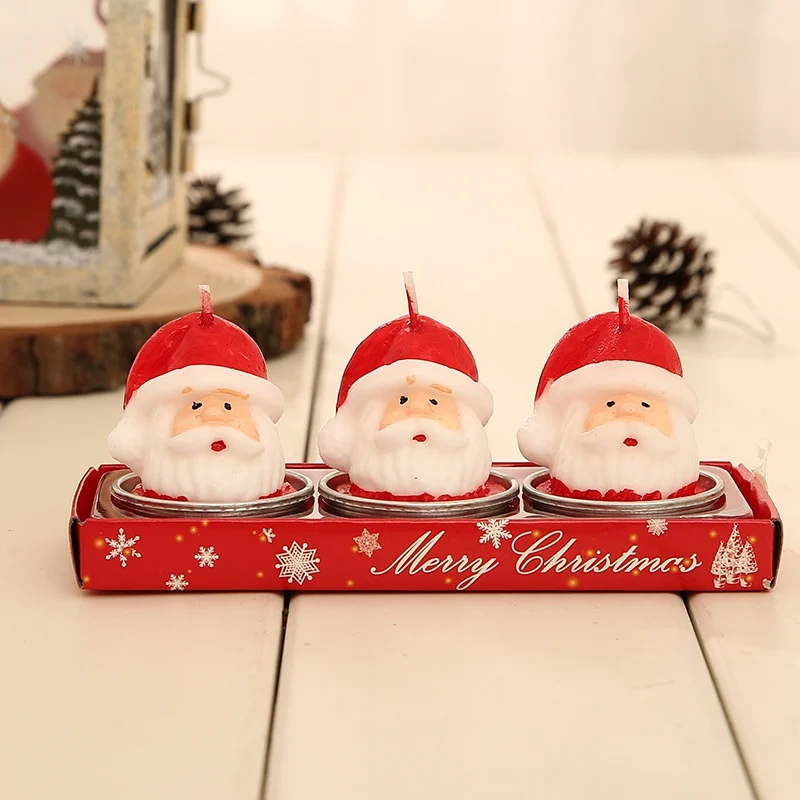3Pcs/Set Christmas Candles Decoration Santa Snowman Pine Cone Candles For Party Decoration Holiday Supplies Chrisrmas Decoration