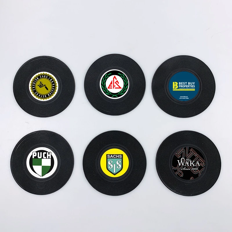 MinOrder 50 шт., Пользовательский логотип печать чашки наборы подставок рекламные подарки рекламные мягкие ПВХ чашки коврики