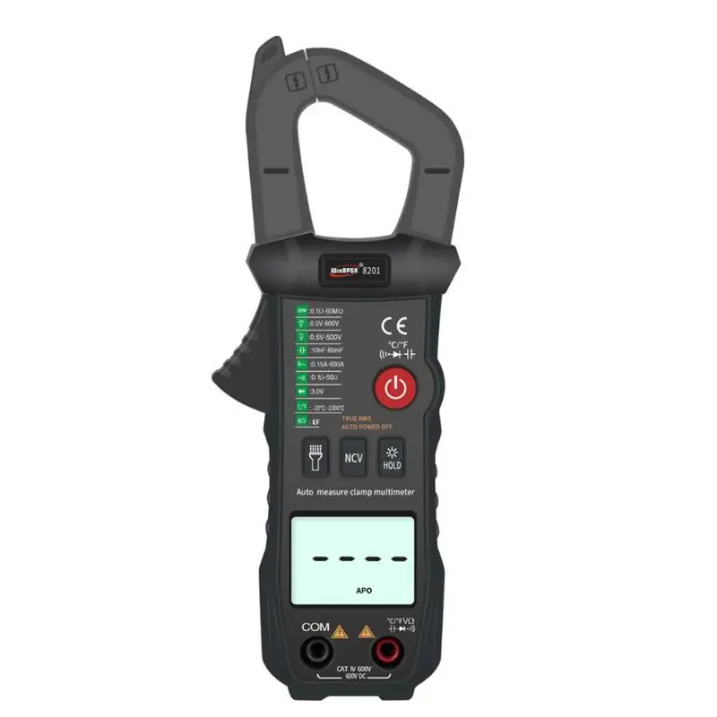 AC/DC Voltage Tester RMS Digital Clamp Meter Multimeter Set Current Voltage Auto Range VFC Capacitance Non Contact Multimeter - Цвет: Черный
