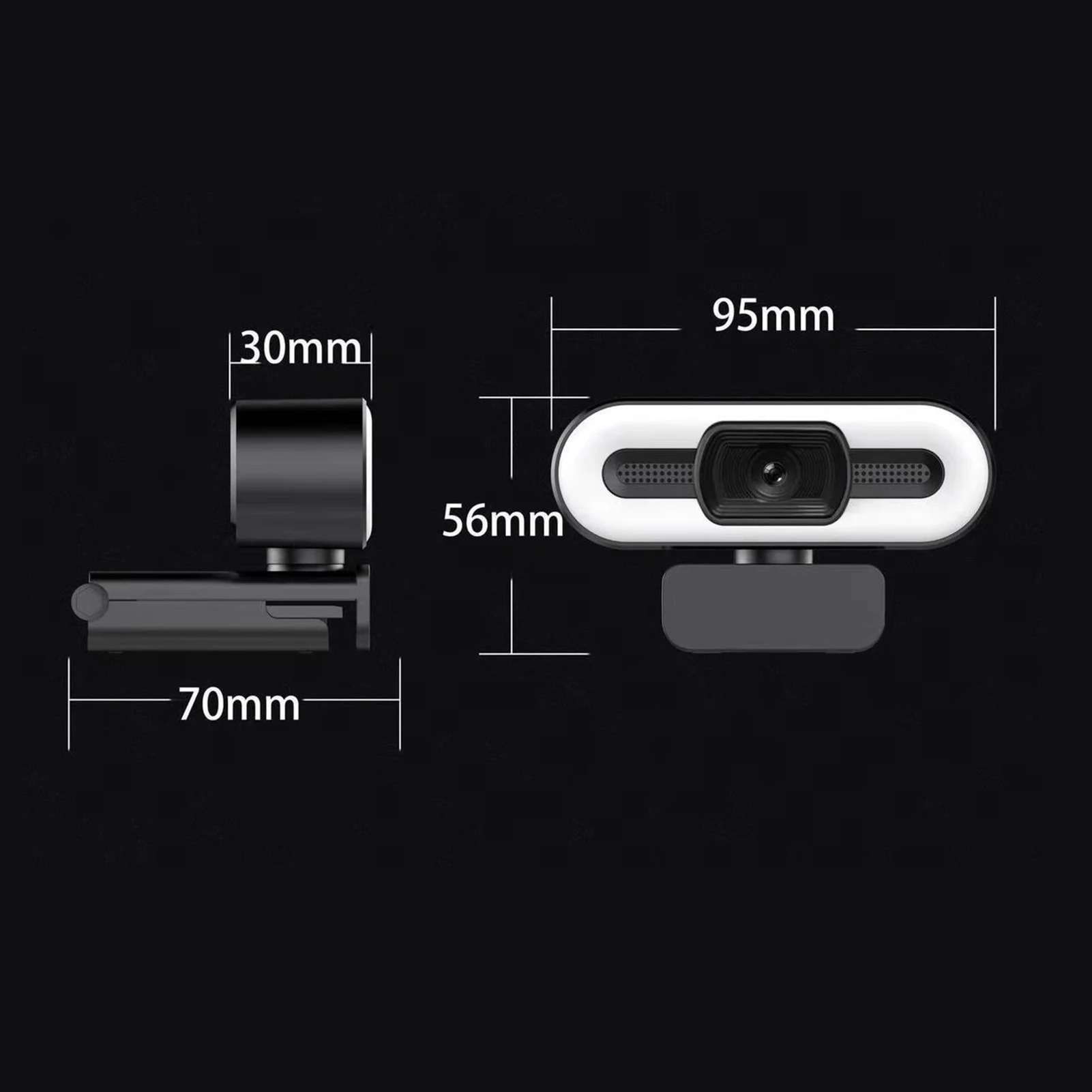 조정 가능한 링 라이트 내장 웹캠 풀 HD 웹 카메라, 고정 초점 광학 렌즈 마이크, USB 컴퓨터 카메라 플러그, 1080P