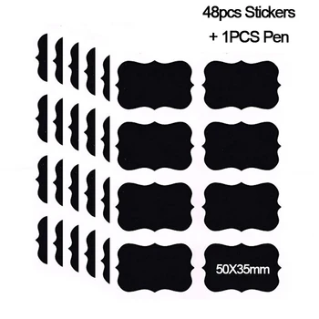 

48pcs Spice Sticker Jars Stickers Kitchen Pantry Labels Kitchen Organizer Storage Bottles Waterproof With Marker Pen