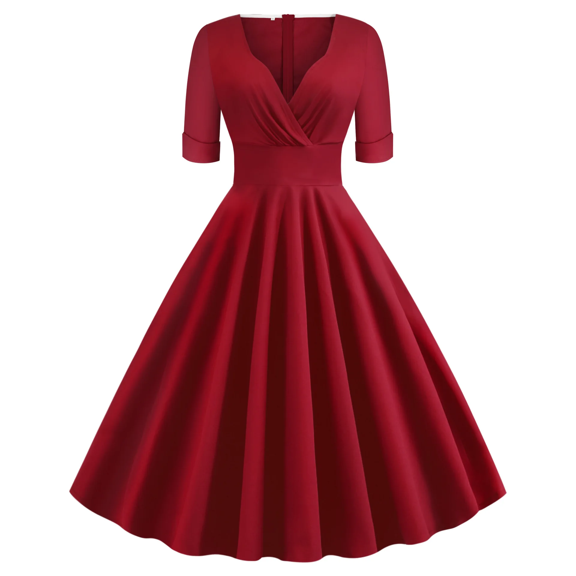 SISHION 50s 60s ретро винтажное платье VD1261 женское с коротким рукавом и v-образным вырезом элегантное Хлопковое платье в стиле рокабилли женская элегантная одежда