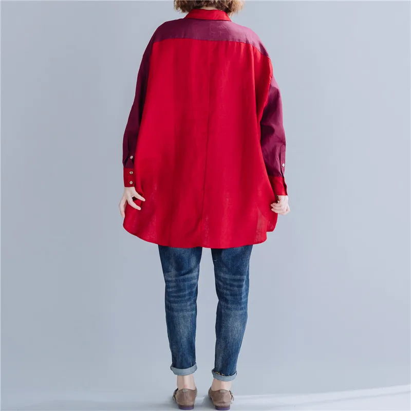 Осенняя Новая женская блузка более размера 4XL 5XL 6XL хлопок Офисная Леди Плюс Размер Летучая мышь льняной длинный кардиган Roupa Feminina