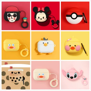 

3D Earphone Case for Airpods Pro Case Cute Silicone Cartoon Headphone/Earpods Cover for Apple Air Pods 3 Pro Case with Keychain