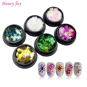 

6 box/lot Mixed Colorful 3D Snowflake Merry Christmas Nail Flakes Sequins Paillette Slice Charm DIY Christma Nail Art Decoration