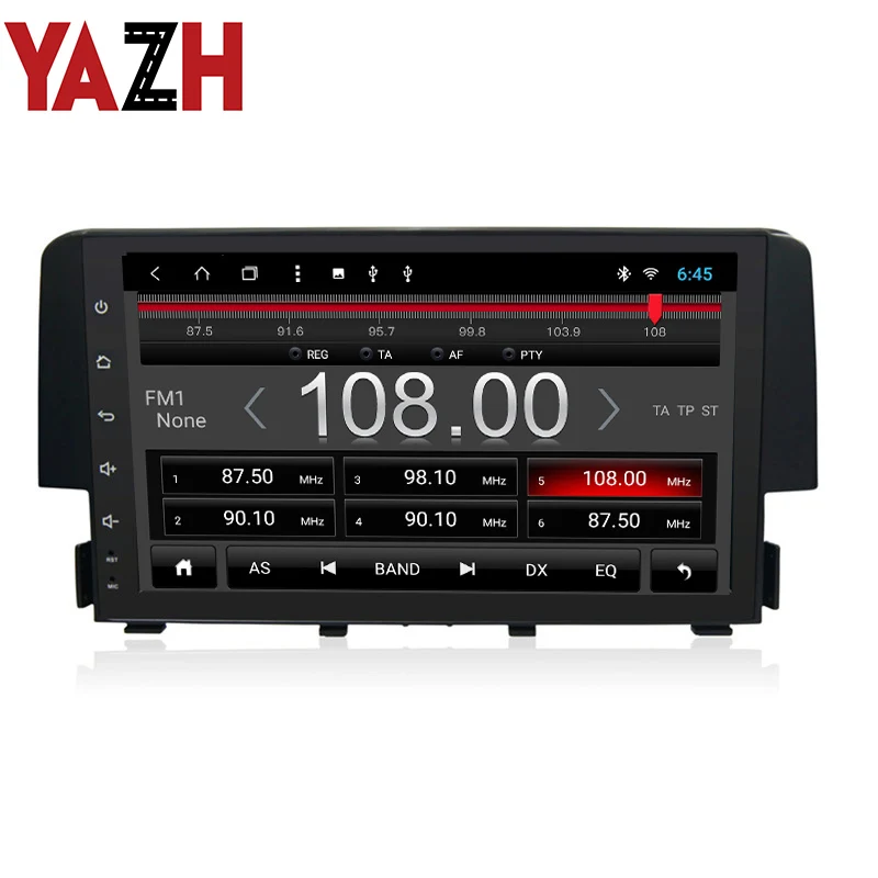 YAZH Android 1080*600 Car Multimedia Sat Navi For Honda civic 2016 2017 2018 car stereo radio Video Input 2GB 32GB HD display