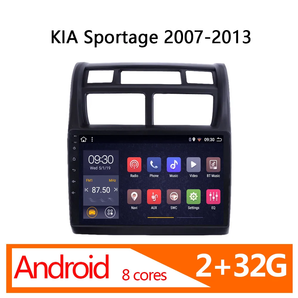 Автомагнитола на android 2 ГБ + 32 8 ядер для KIA Sportage 2007-2013 coche мультимедийная камера