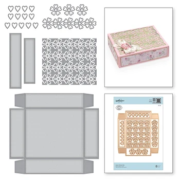 

Hearts Flower Gift Box 2020 Hot Metal Cutting Dies Foil For DIY Scrapbooking Album Decorative Embossing Craft Dies Cut No stamps