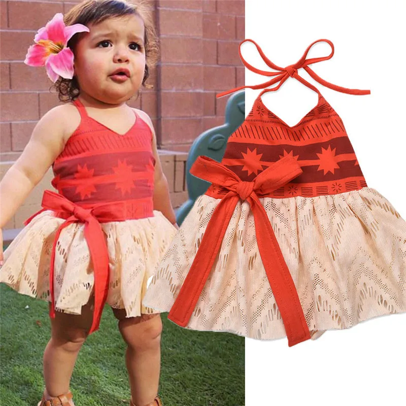 0-4T Girls Moana Cosplay Costume For Kids Vaiana Princess Dress Clothes For Halloween Costumes For Girls Baby Girl Party Dresses