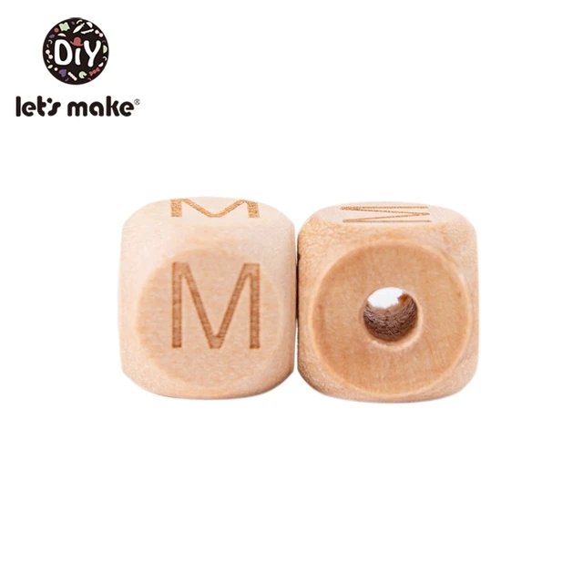 Let'S Make Wooden Beads For Rattles 500Pc Square Beech Wood Alphat English Letter Beads Baby Toys Diy Handmaking Wooden Teether M