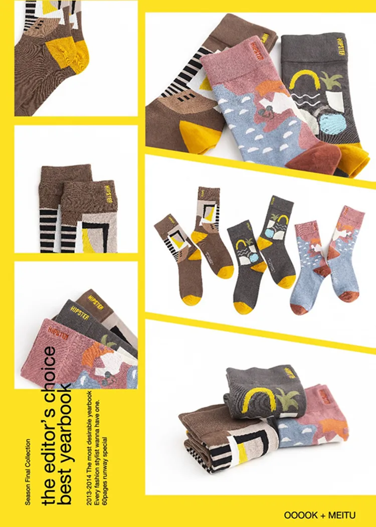 Женские носки унисекс с рисунком, 100 хлопок, Harajuku, цветные, кавайные, полные женские носки, 1 пара, уличная одежда, Размеры 35-43