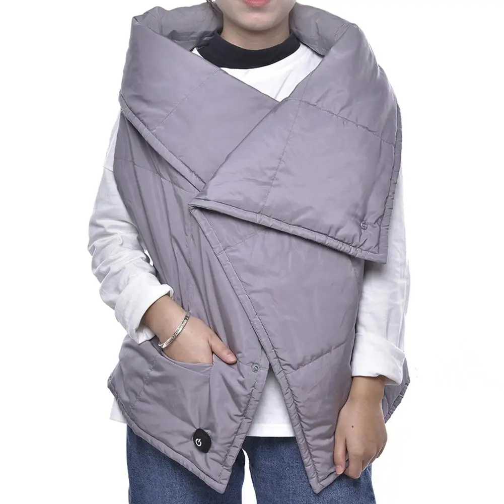 

Multifunctional Heating Blanket Gray Unisex Outdoor Ridding Sport Vest Graphene Heating Vest USB Shawl Electric Heating Mat New