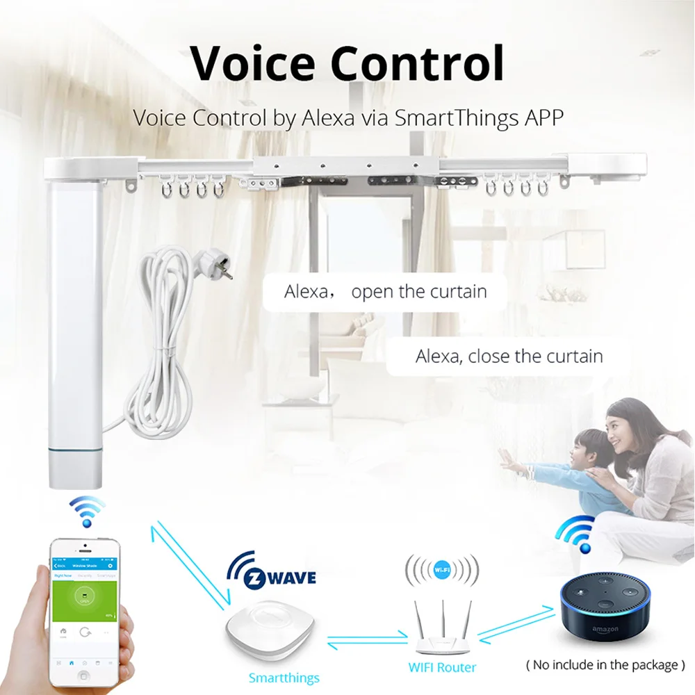 Zemismart Smartthings Control Z-wave Motorized Slide Shade
