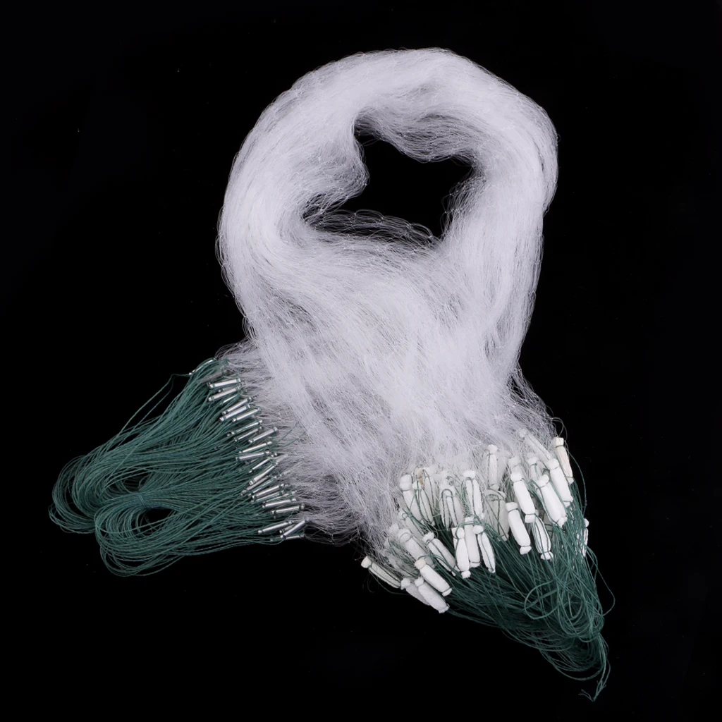 20m Polyethylene Sticky Single Layers Clear Green Bait Trap Monofilament Fishing Gill Net with Floating Screen Mesh Trap