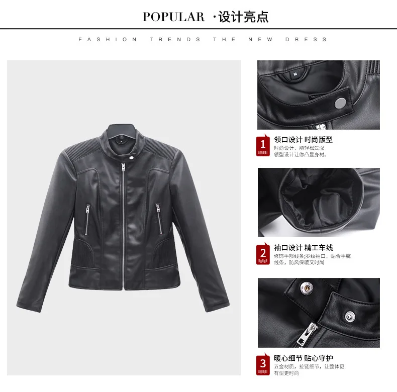 New Style Slim Fit Solid Color WOMEN'S Leather Top PU Coat Fashion Slimming Casual Leather Jacket Wholesale Customizable