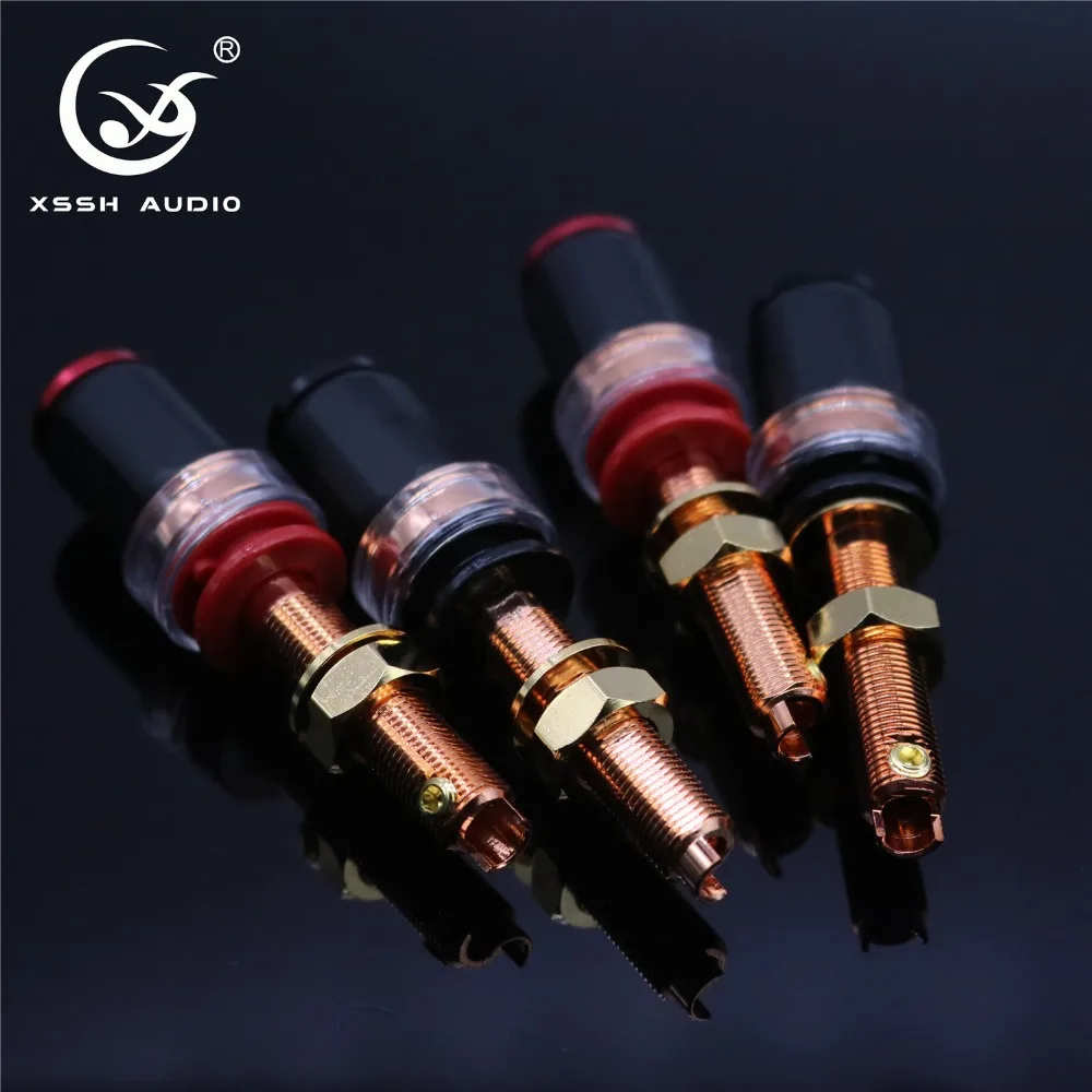 4 шт. XSSH аудио HIFI DIY настоящая красная медь электронная вилка типа "банан" гнездовая розетка усилитель мощности динамика терминал длинный зажим