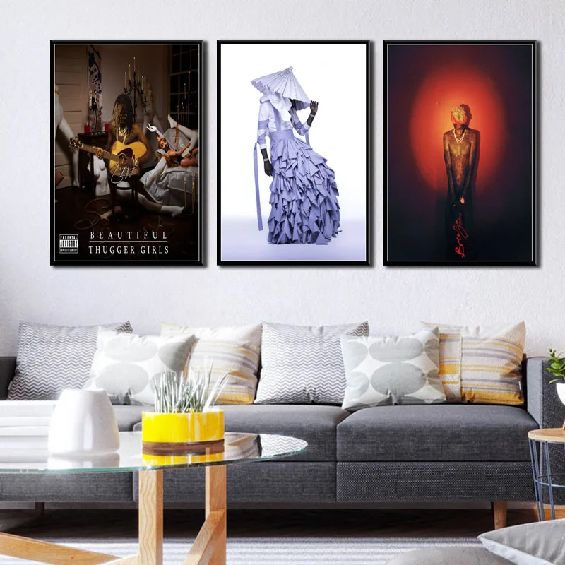 Young Thug Hot Music Album Jeffery Rap Hip Hop Star Art Painting Silk Canvas Poster Wall Home Decor картины plakat | Дом и сад