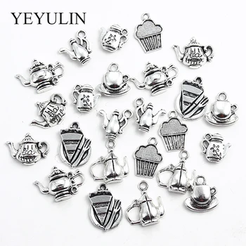

20Pcs Antique Sliver Vintage Kettle Charms Making Materials Teapot Pendant Family Supplies DIY Choke Ornaments Jewelry