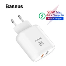 Baseus 18 Вт Быстрая зарядка QC 3,0 USB зарядное устройство для samsung Xiaomi Phone Adapter EU Plug дорожное настенное зарядное устройство для iPhone зарядное устройство
