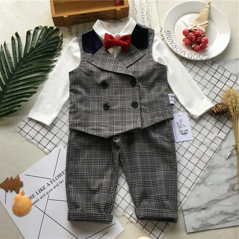 

Весенний Новый Детский костюм Tonytaobaby для мальчиков, комплект из трех предметов, одежда для маленьких мальчиков