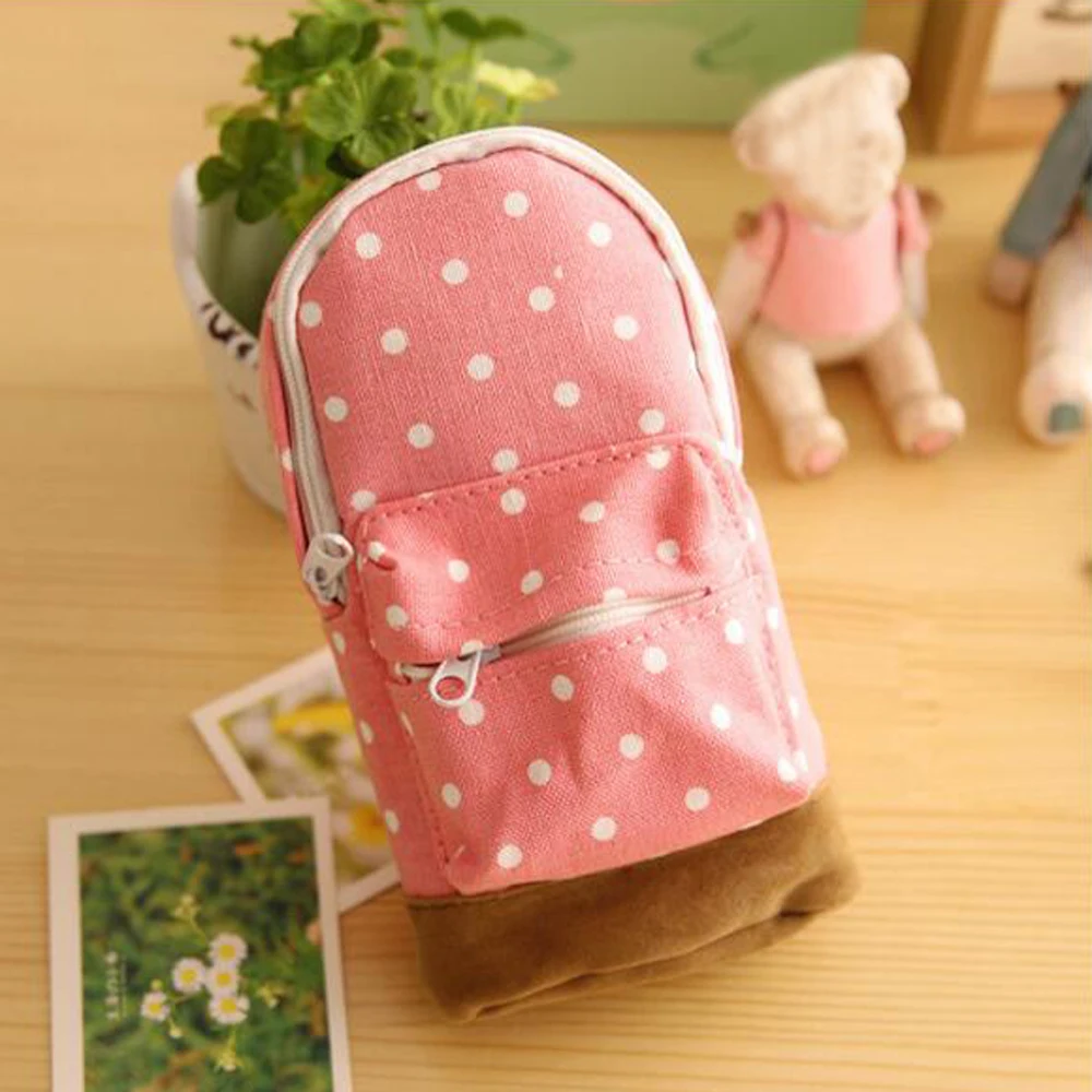 pink Kawaii коробка для хранения канцелярских принадлежностей, Холщовая Сумка для ручек, мини-сумка, пенал, чехол, кошелек, держатель для ручек, органайзер, сумка, школьные принадлежности, papeleria - Цвет: pink