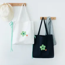 Оригинальная Холщовая Сумка женская на плечо большая сумка хипстер Цветы Мода Южная Корея хлопок экологически чистая Холщовая Сумка C