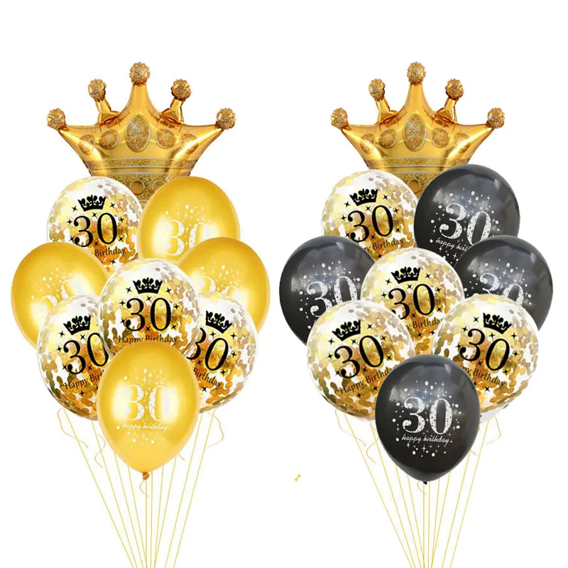 30 40 50 60 Years Birthday Balloon 30th Birthday Party Decorations Baloon Number 50th Adult Gold Black Birthday Party Supplies