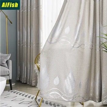 

Silver Leaf Blackout Curtain for Bedroom Silver Shiny Kid Children Nursery New Home Decor Window Treatment Drapes Cortinas TM095