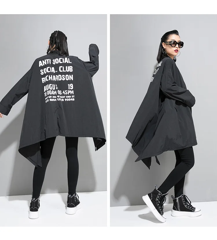 Max LuLu/ модная одежда в Корейском стиле, Женская Осенняя уличная одежда в стиле панк, женский плащ с принтом большого размера, пальто, Повседневная ветровка