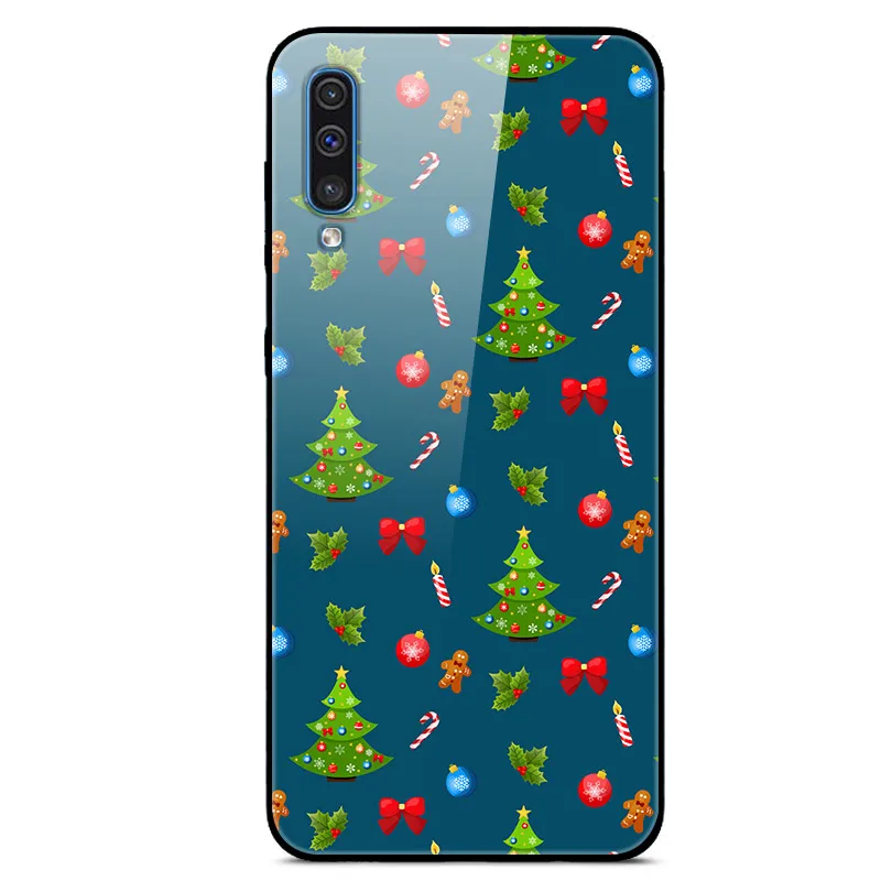 09 Рождественский телефон чехол s для samsung Galaxy S10 S10e A9 A7 A8 A6 плюс A7 A50 J8 J6 плюс S9 S8 Plus закаленное Стекло чехол - Цвет: 09