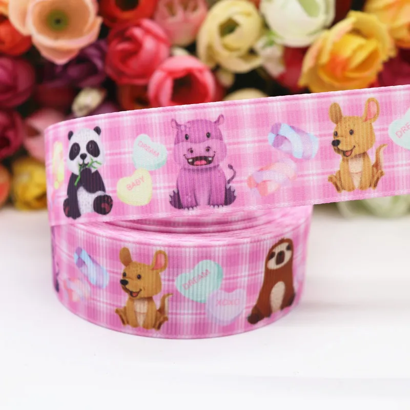 10 ярдов 1 ''25 мм Животные Печатные корсажные ленты для волос луки DIY материалы ручной работы Y19103003