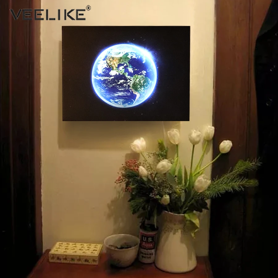 

the Earth Landscape Printing Picture Mural Light LED Canvas Painting Artwork Home Decor Living Room Wall Art Framed Poster Lamps