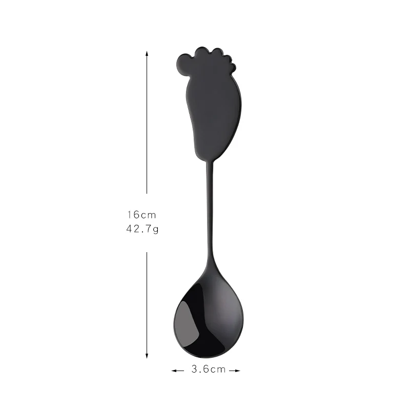 4 Black-L 4Pcs/lot Creative Coffee Tea Spoon Stainless Steel Mini Cute Spoons Snack Dessert Scoops Drinking Tools Baby Dinner Spoons - Цвет: 4 Black-L
