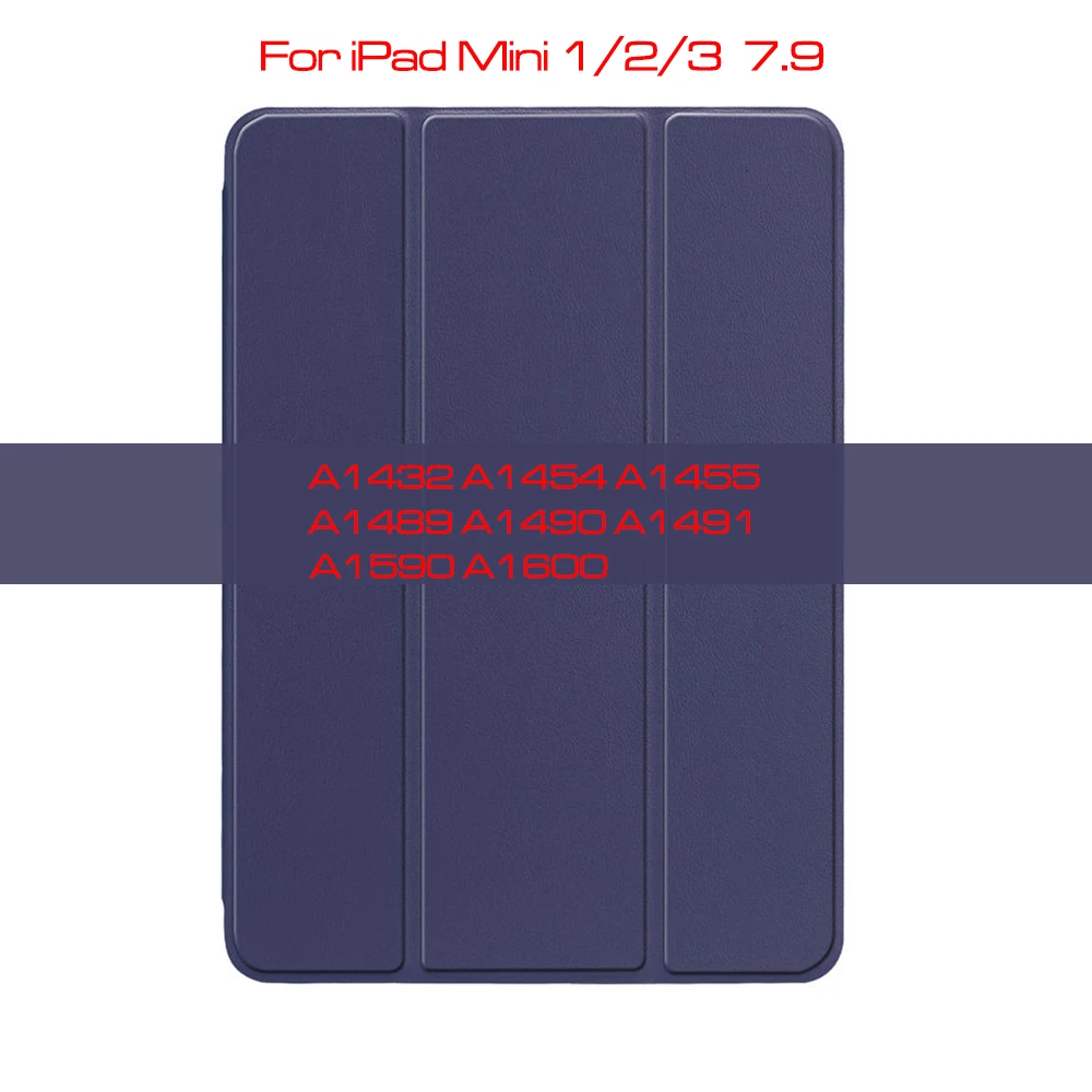 Чехол qijun для ipad Mini 1 2 3, 7,9 дюймов, чехлы для ipad mini2, mini3, A1432, A1490, A1599, задняя крышка из искусственной кожи, умный чехол с функцией автоматического сна - Цвет: Navy -Mini 1 2 3