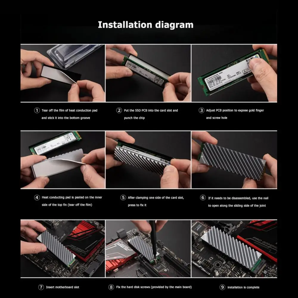 M2 SSD NVMe Aluminum Heatsink with Thermal Pad for Desktop PC Accessories Jonsbo M2 2280 Solid State Hard Disk aluminum heatsink radiator