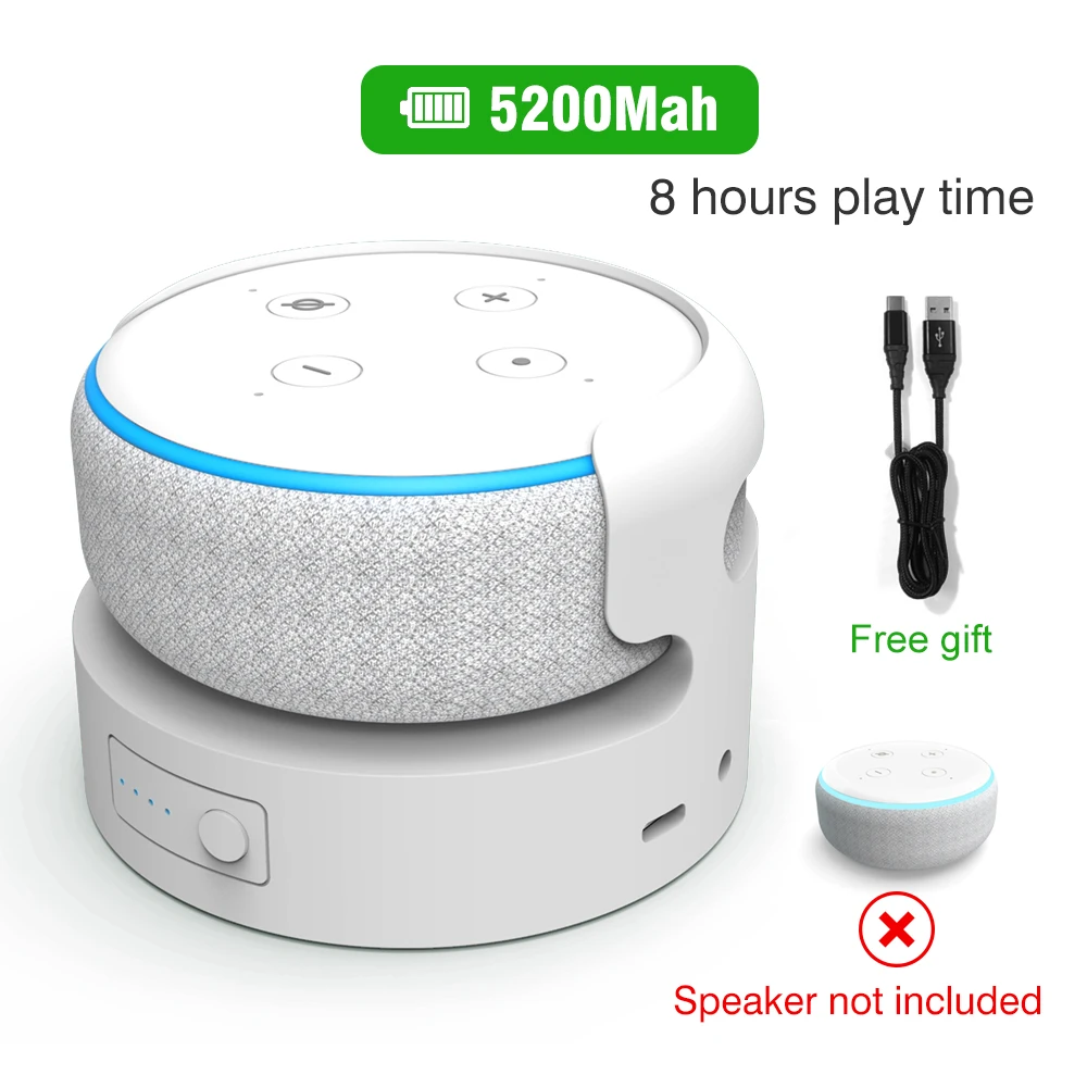 Аккумуляторная батарея для Amazon Alexa Echo Dot 3rd Gen держатель динамика зарядное устройство перезаряжаемая док