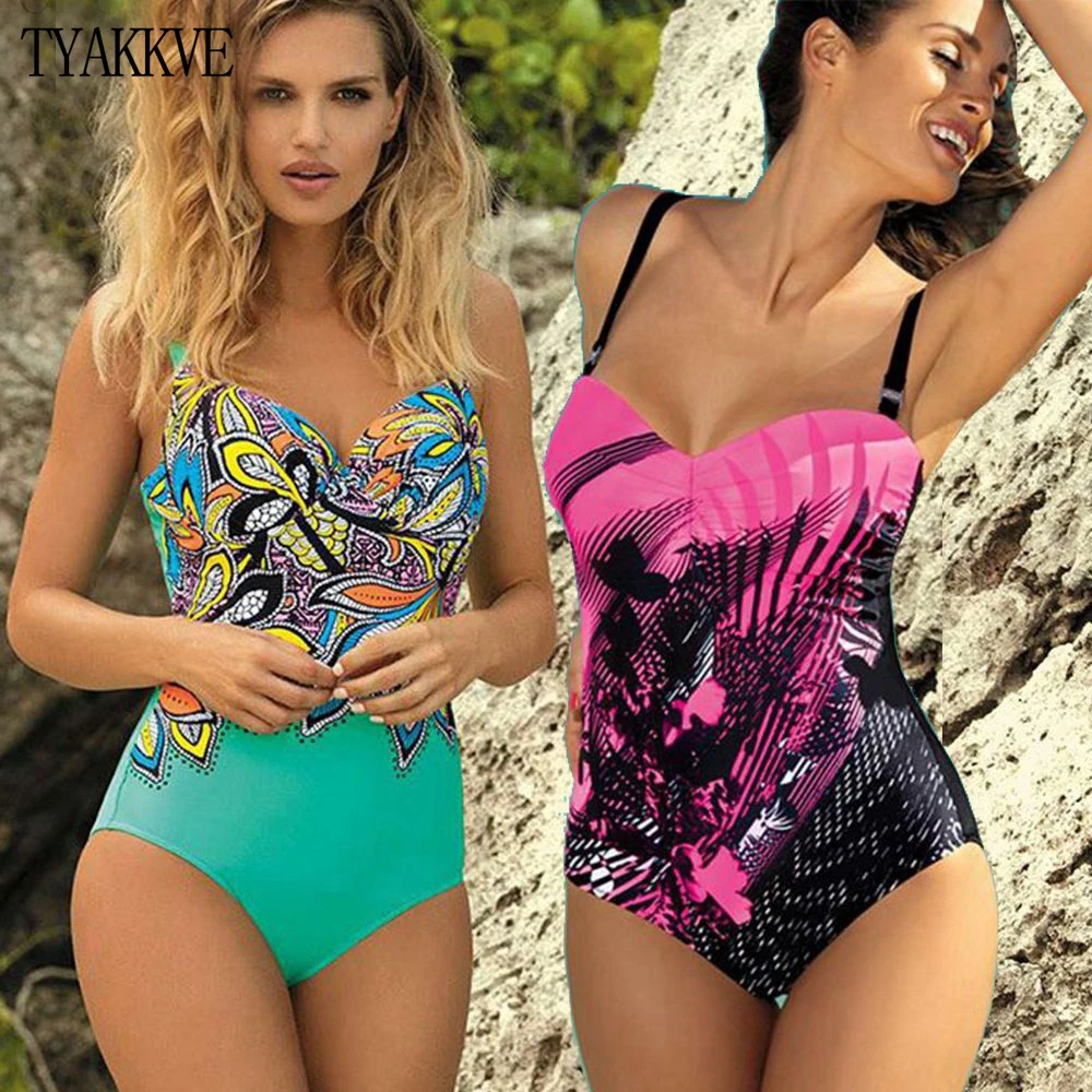 

TYAKKVE 2020 Push Up Bikini Sexy One Piece Swimsuit Women Swimwear Plus Size Monokini Print Bathing Suit Bodysuit Beachwear XXL