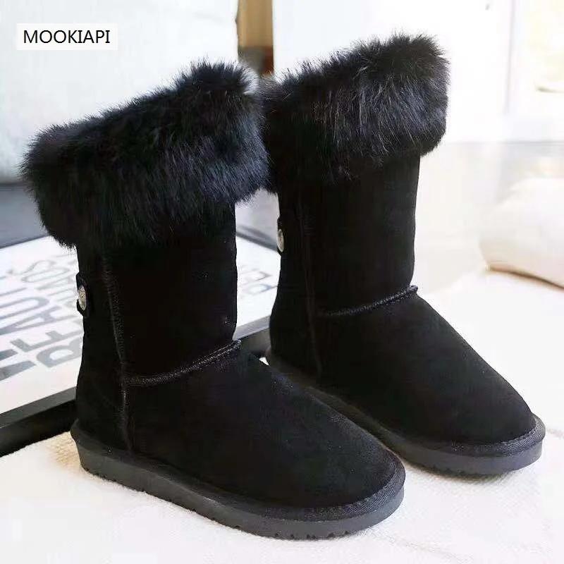 Новейшие Женские ботинки в австралийском стиле 2019 г. Натуральная овчина 100%
