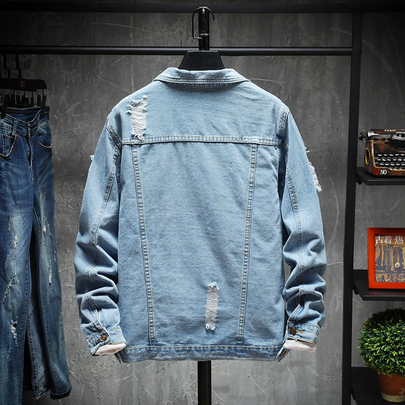 Осенняя мужская новая джинсовая куртка большого размера в японском стиле с