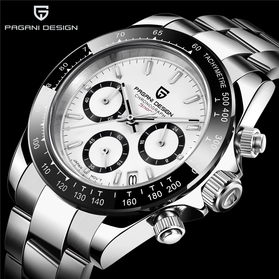Reloj De Pulsera PAGANI DESIGN Cronógrafo - Acero Inoxidable, Correa De Cuero, Cuarzo, Resistente Al Agua 30m