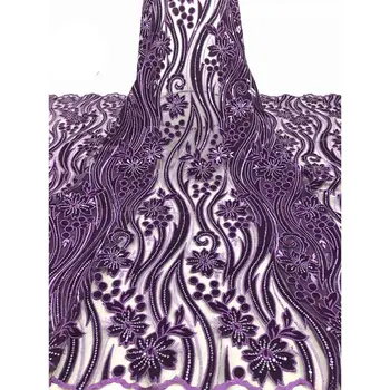 

Hot Selling Sequins African French Velvet Lace Fabric With Sequins High Quality Nigerian Velvet Lace Fabric For Wedding
