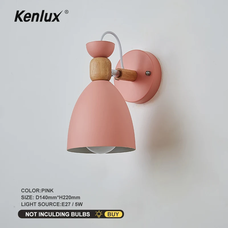 Pink No Bulbs Скандинавская креативная простая индивидуальная настенная лампа из цельной древесины, для гостиной, лестницы, отеля, прохода, спальни, прикроватная бра, лампа с E27 - Цвет абажура: Pink No Bulbs