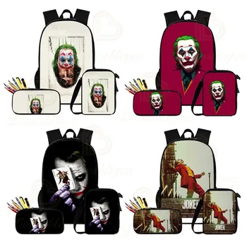 

2020 JOKER Backpack Oxford Cloth Bag Three-piece Set Youth College Style Shoulder Backpack and Pencil Case Sets