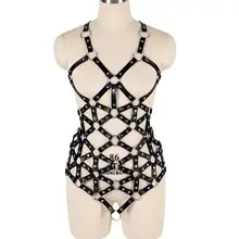 Кожаный бюстгальтер на бретельках, женское нижнее белье, сексуальный пояс в стиле панк, готика, с вырезами, пояс для связывания, топы для женщин, бюстье на бретелях размера плюс